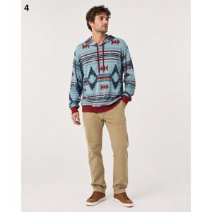 Cruel Pullover Sweatshirt Mens XXL Blue Orange Western Aztec Print Cotton Blend